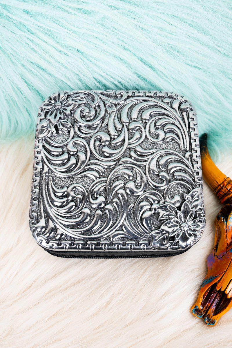 TIPI Metal Savannah Scroll Black Small Travel Jewelry Box - Wholesale Accessory Market