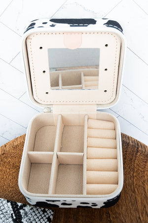 TIPI Macey Black Cow Metal Frame Small Travel Jewelry Box - Wholesale Accessory Market