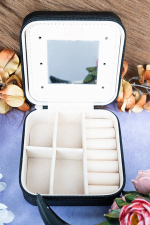 TIPI Metal Crystal Flower Scroll Black Small Travel Jewelry Box - Wholesale Accessory Market