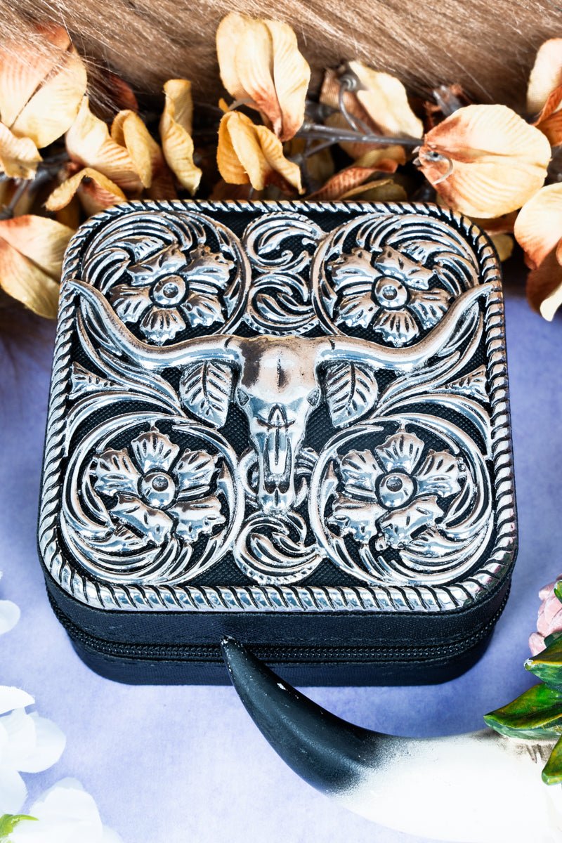 TIPI Metal Steer Scroll Black Small Travel Jewelry Box - Wholesale Accessory Market