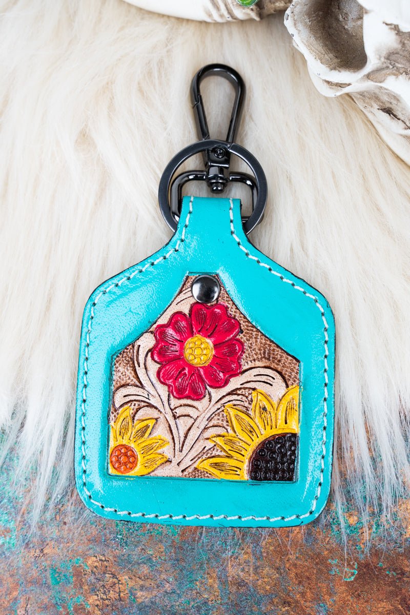 TIPI Wildflower Bluff Tooled Cattle Tag Keychain - Wholesale Accessory Market