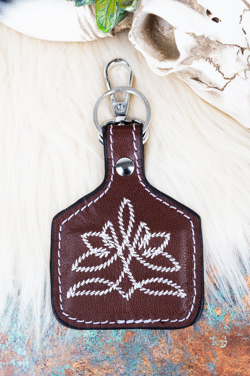 TIPI Nashville Boot Stitch Brown Cattle Tag Keychain - Wholesale Accessory Market