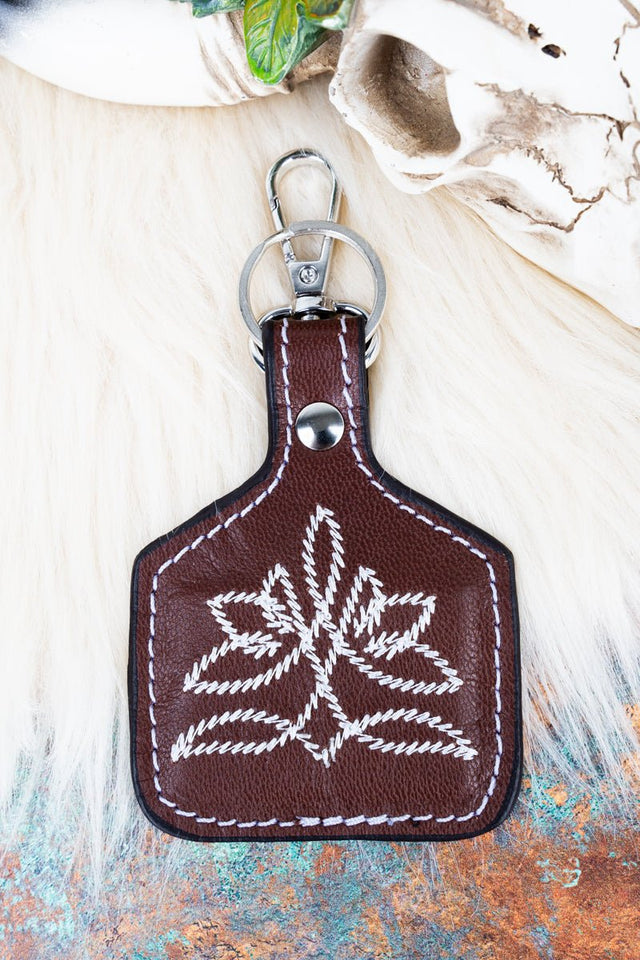 TIPI Nashville Boot Stitch Brown Cattle Tag Keychain - Wholesale Accessory Market