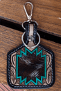 TIPI Oakshade Hollow Cowhide Tooled Cattle Tag Keychain - Wholesale Accessory Market