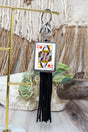 TIPI Queen of Hearts Black Tassel Keychain - Wholesale Accessory Market