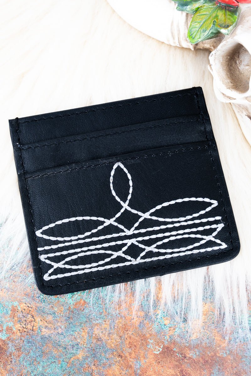 TIPI Broadway Boot Stitch Black Card Wallet - Wholesale Accessory Market