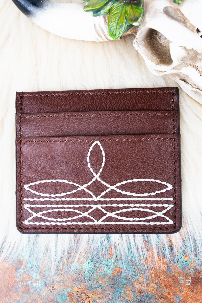 TIPI Broadway Boot Stitch Brown Card Wallet - Wholesale Accessory Market