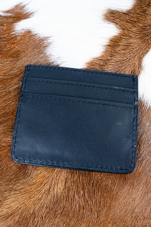 TIPI Black Cedar Hollow Cowhide Tooled Card Wallet - Wholesale Accessory Market