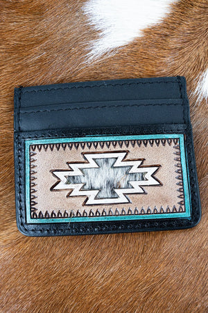 TIPI Black Cedar Hollow Cowhide Tooled Card Wallet - Wholesale Accessory Market