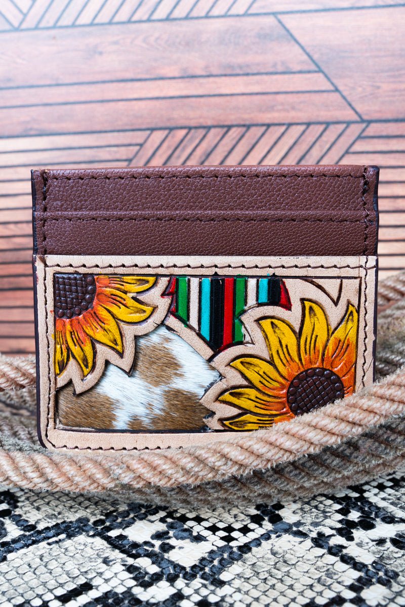 TIPI Sunflower Ridge Cowhide Tooled Card Wallet - Wholesale Accessory Market