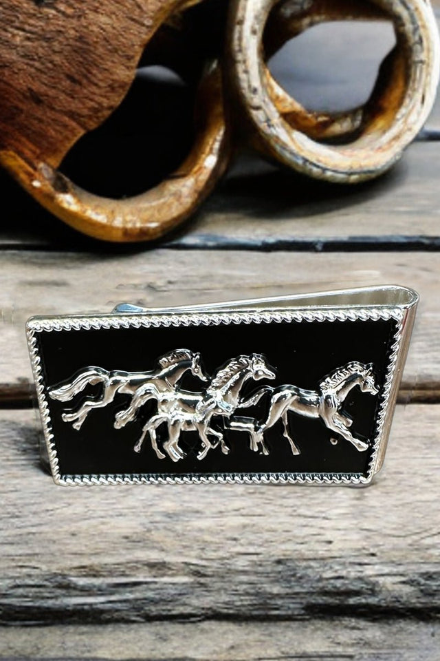 TIPI Wild Horses Silvertone Money Clip - Wholesale Accessory Market