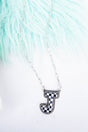 TIPI Black & White Checkered 'J' Silvertone Necklace - Wholesale Accessory Market
