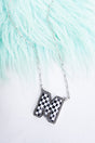 TIPI Black & White Checkered 'M' Silvertone Necklace - Wholesale Accessory Market