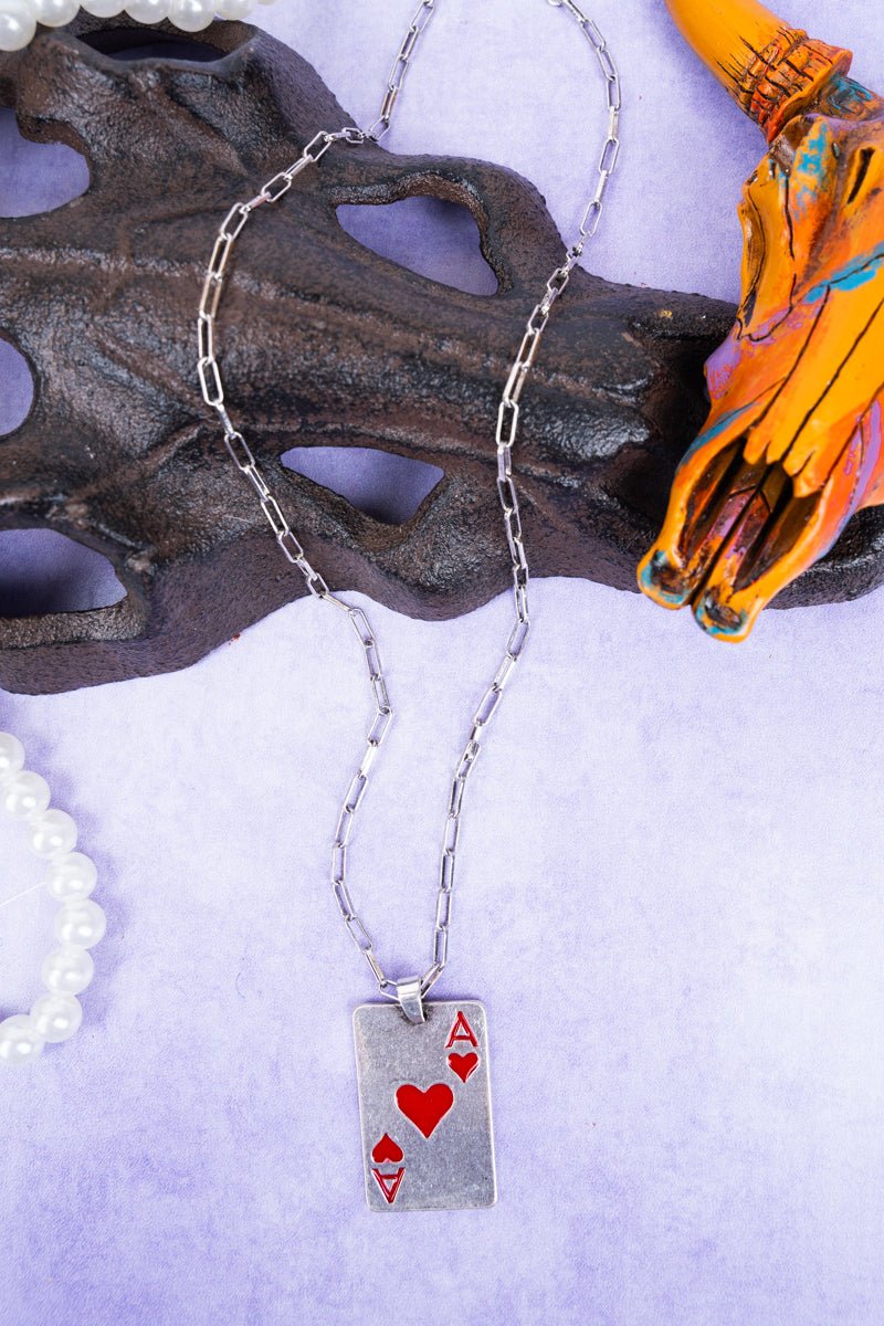 TIPI Ace Of Hearts Silverone Necklace - Wholesale Accessory Market