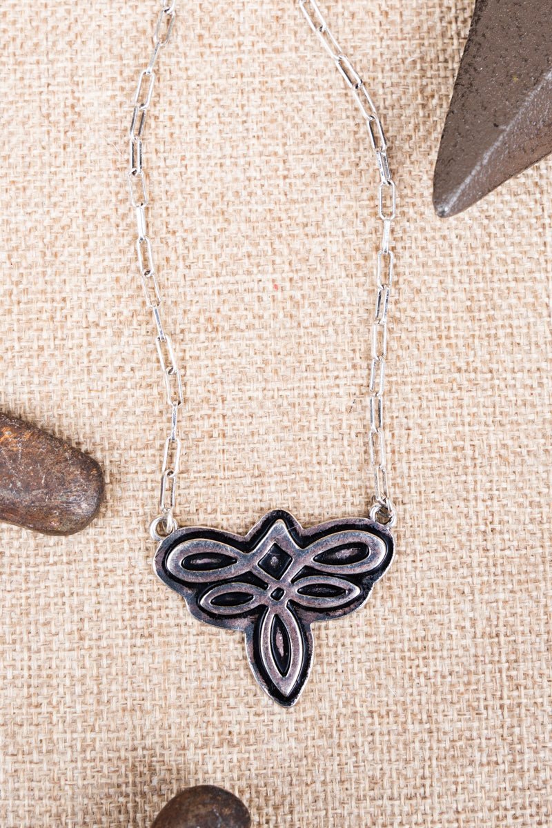 TIPI Western Boot Stitch Silvertone Necklace - Wholesale Accessory Market