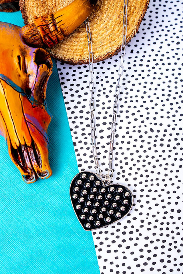 TIPI Ramblewood Studded Heart Silvertone Necklace - Wholesale Accessory Market