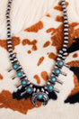 TIPI Shenandoah Turquoise Squash Blossom Silver Pearl Necklace - Wholesale Accessory Market