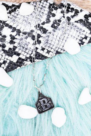 TIPI Cattle Tag 'B' Silvertone Necklace - Wholesale Accessory Market