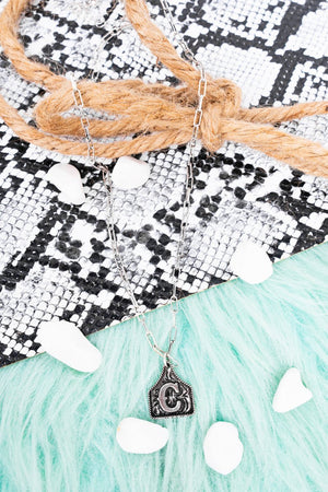 TIPI Cattle Tag 'C' Silvertone Necklace - Wholesale Accessory Market