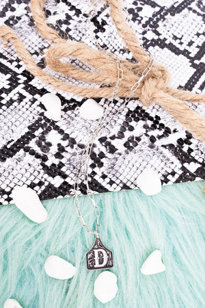TIPI Cattle Tag 'D' Silvertone Necklace - Wholesale Accessory Market