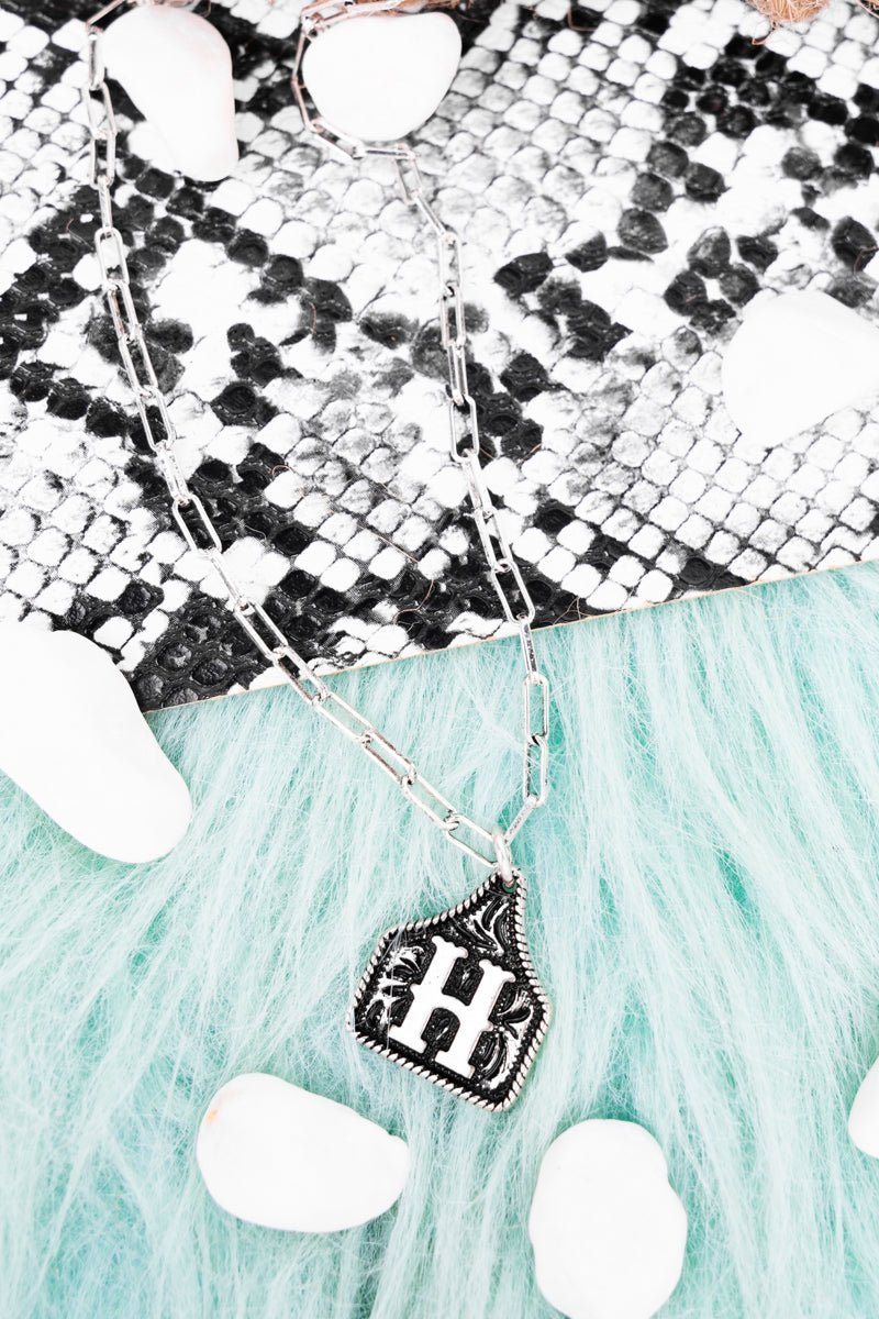 TIPI Cattle Tag 'H' Silvertone Necklace - Wholesale Accessory Market