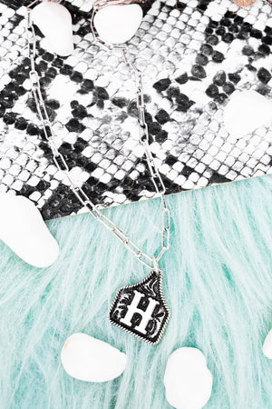 TIPI Cattle Tag 'H' Silvertone Necklace - Wholesale Accessory Market