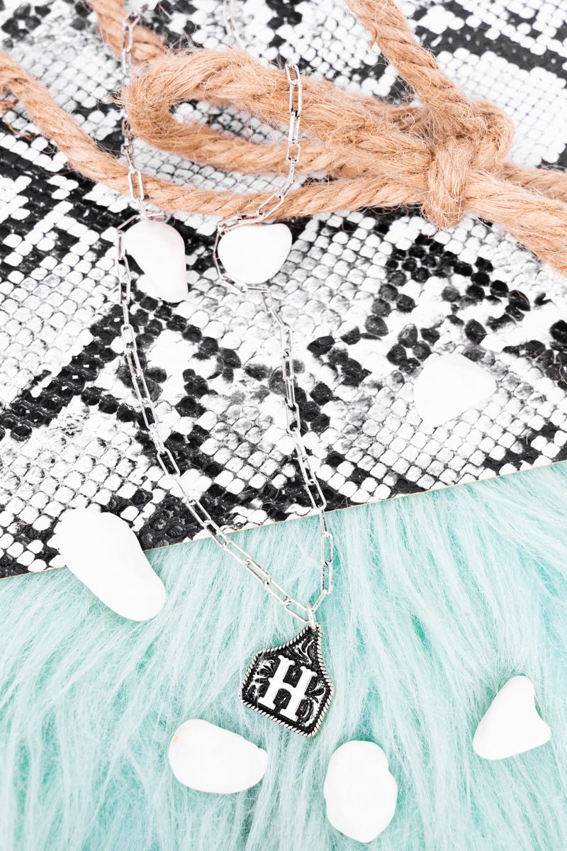 TIPI Cattle Tag 'H' Silvertone Necklace - Wholesale Accessory Market