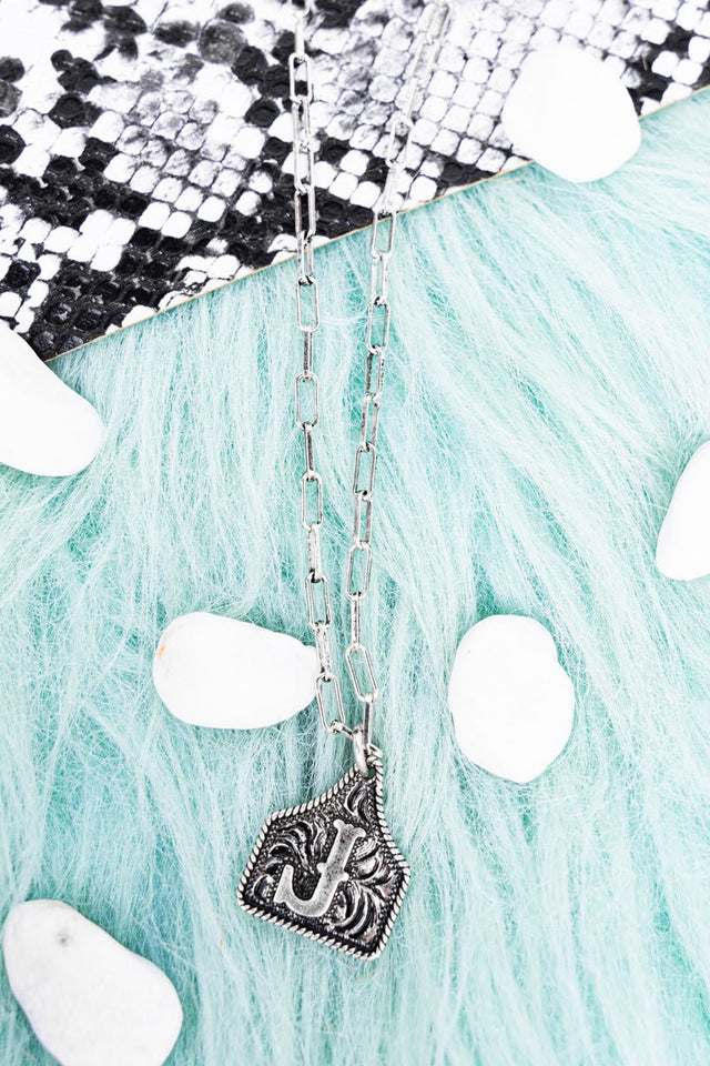 TIPI Cattle Tag 'J' Silvertone Necklace - Wholesale Accessory Market