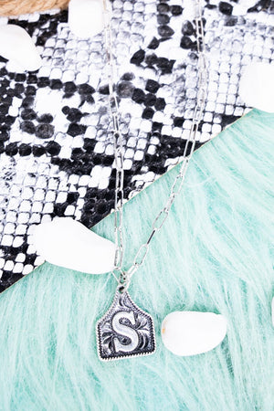 TIPI Cattle Tag 'S' Silvertone Necklace - Wholesale Accessory Market