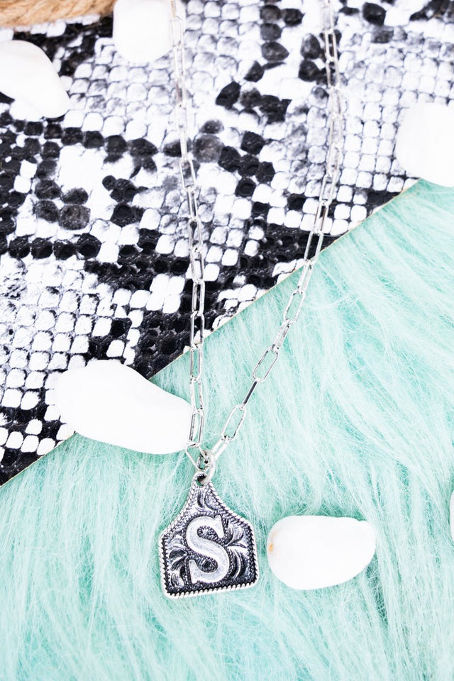 TIPI Cattle Tag 'S' Silvertone Necklace - Wholesale Accessory Market