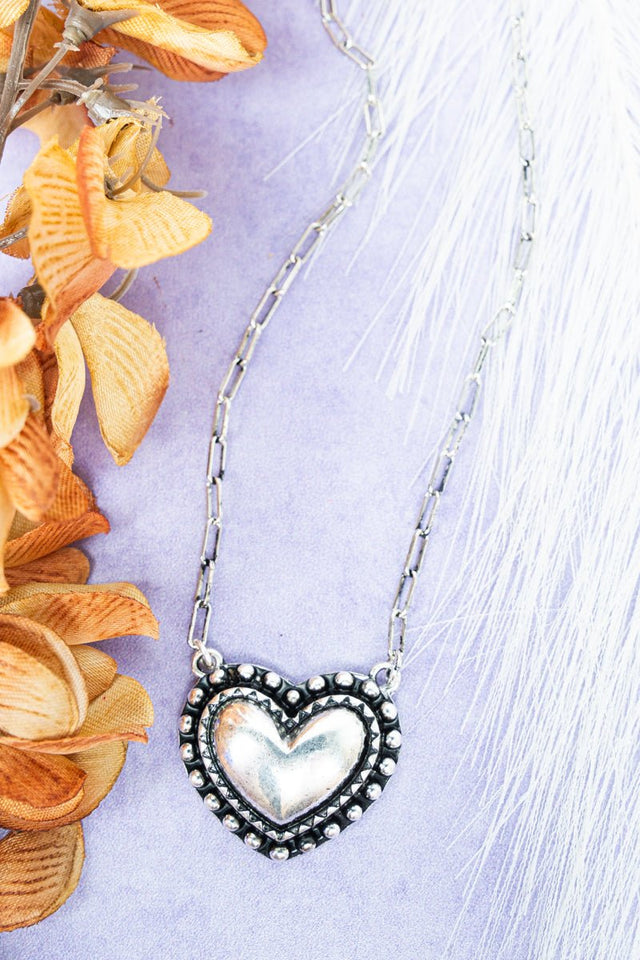 TIPI Hannah Heart Silvertone Necklace - Wholesale Accessory Market