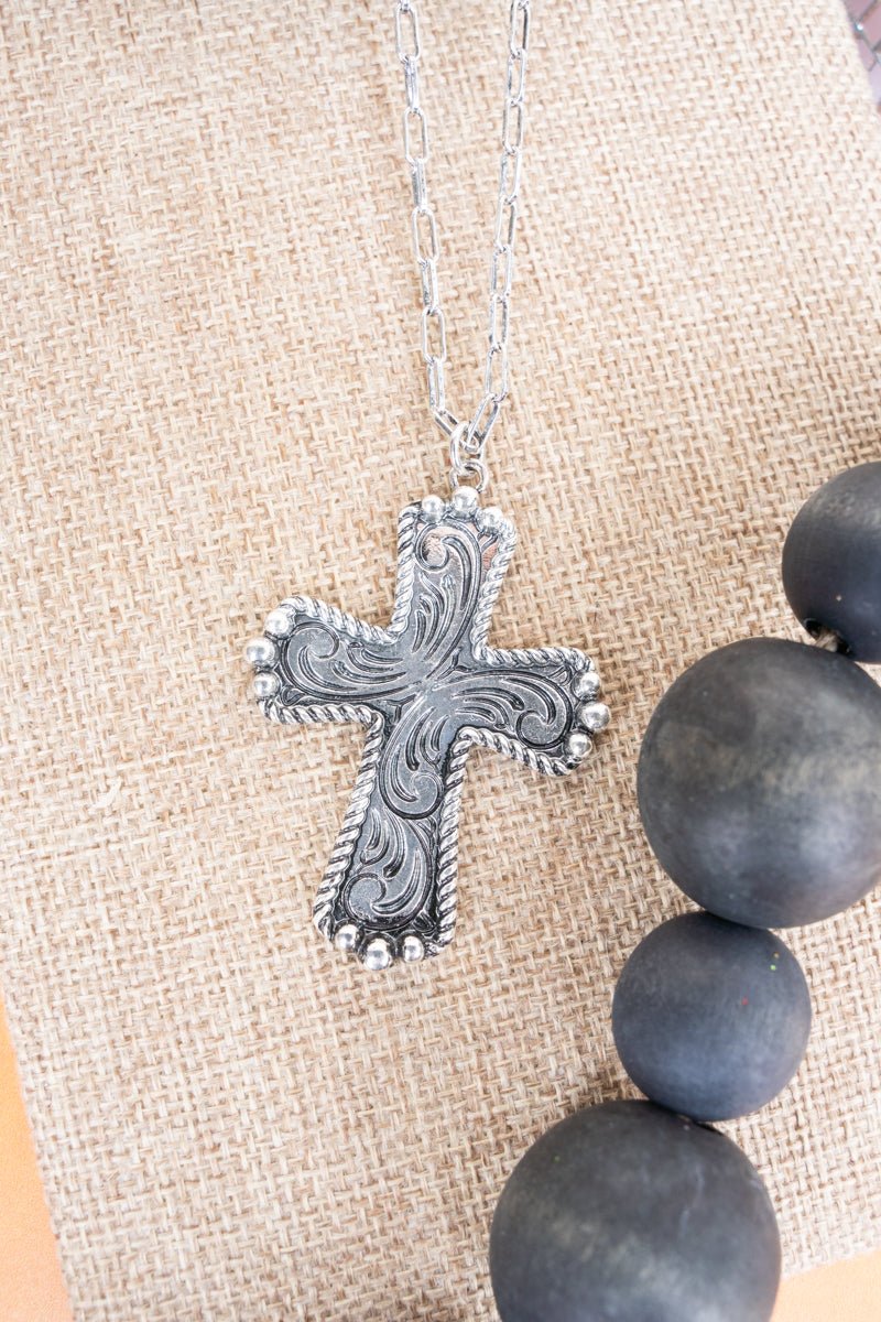 TIPI Canaan Cross Silvertone Necklace - Wholesale Accessory Market