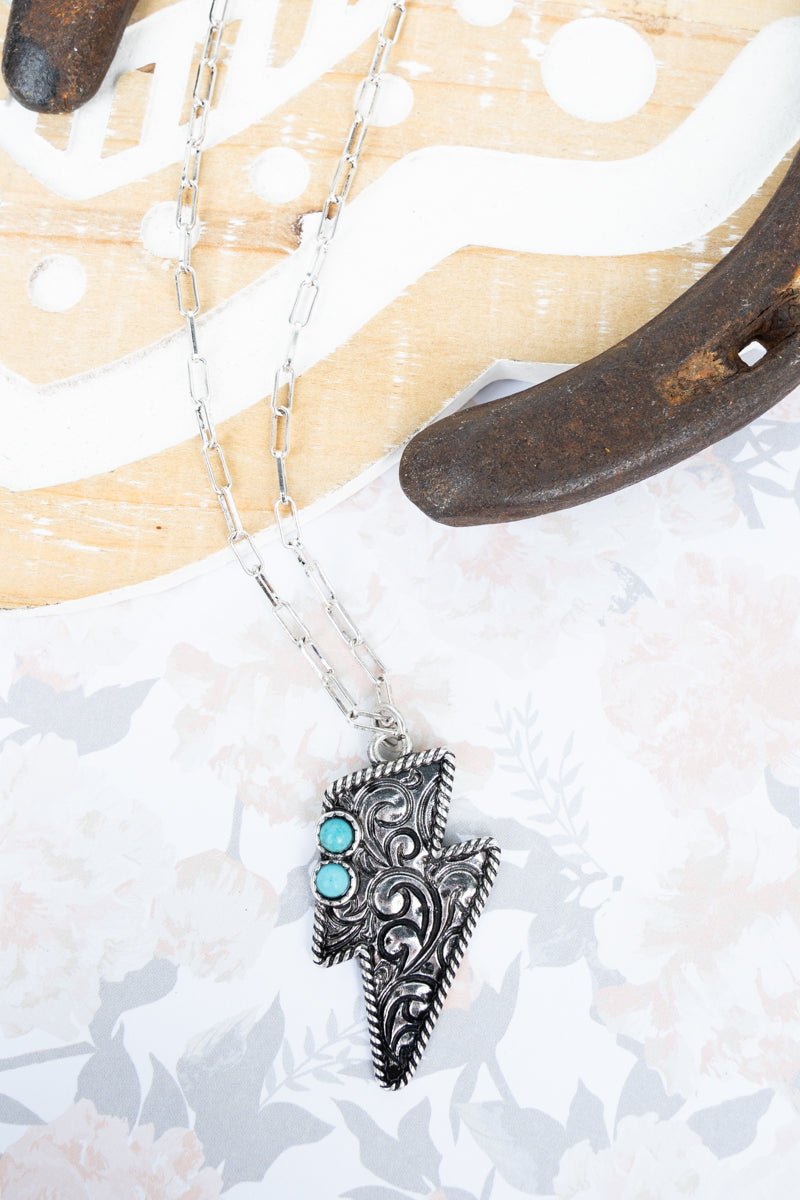 TIPI Lightning Lane Turquoise Silvertone Necklace - Wholesale Accessory Market