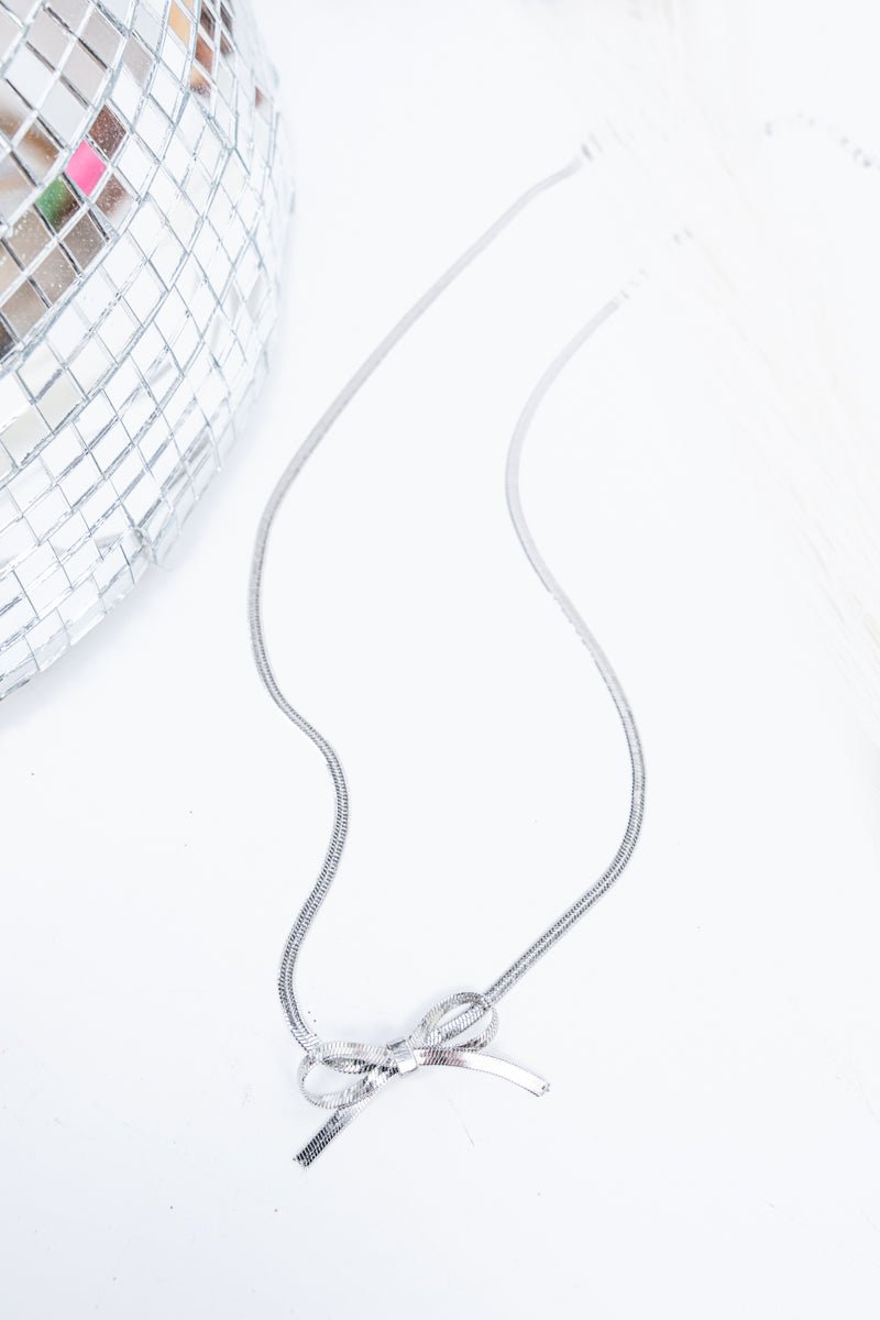TIPI Bow - tiful Silvertone Necklace - Wholesale Accessory Market