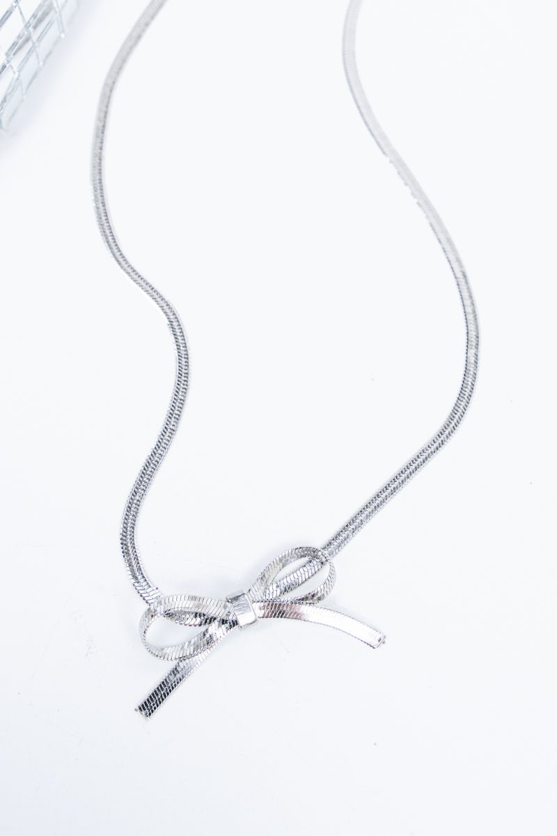 TIPI Bow - tiful Silvertone Necklace - Wholesale Accessory Market