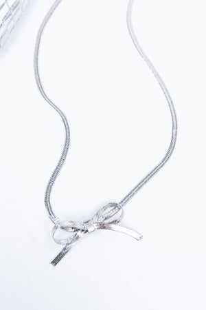 TIPI Bow - tiful Silvertone Necklace - Wholesale Accessory Market