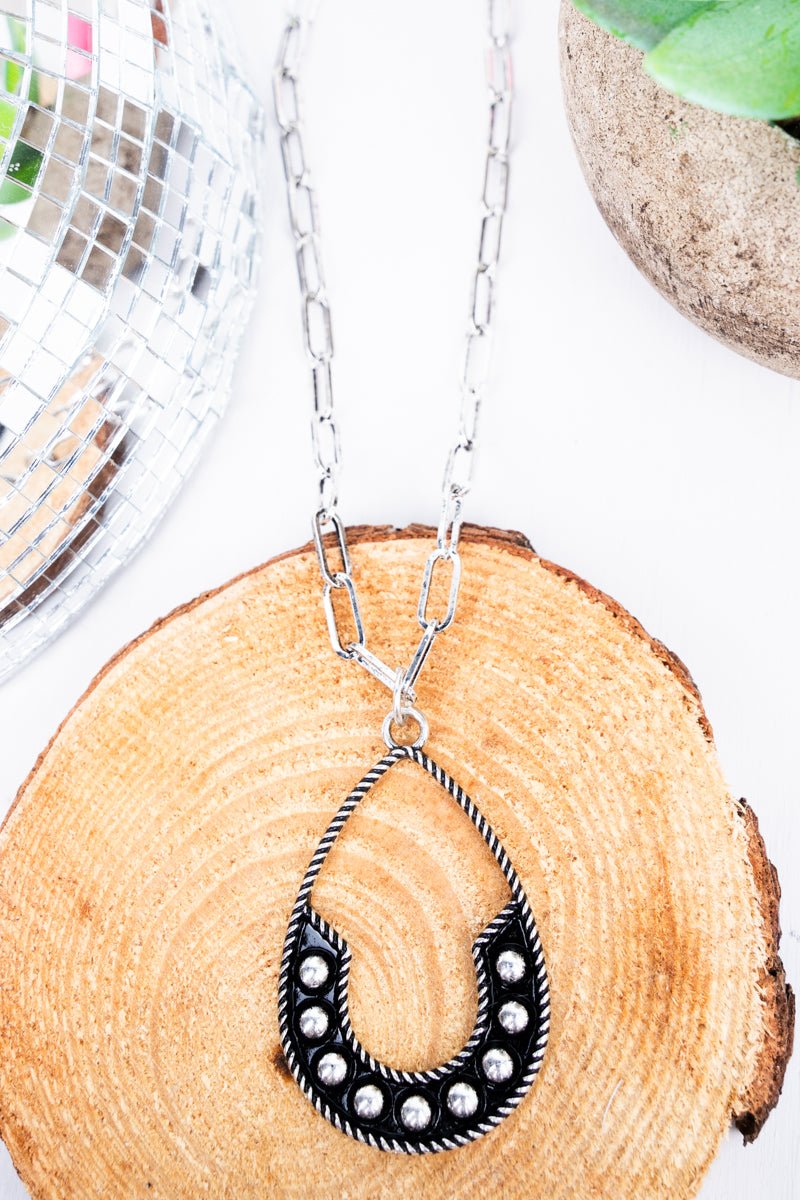 TIPI Canyon Pass Silvertone Studded Teardrop Necklace - Wholesale Accessory Market