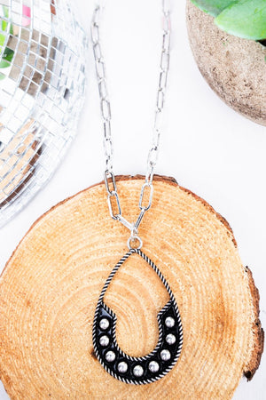 TIPI Canyon Pass Silvertone Studded Teardrop Necklace - Wholesale Accessory Market