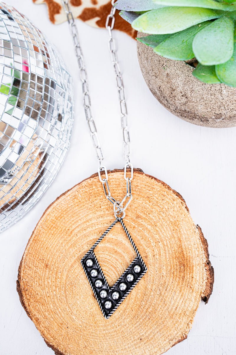 TIPI Canyon Pass Silvertone Studded Kite Necklace - Wholesale Accessory Market