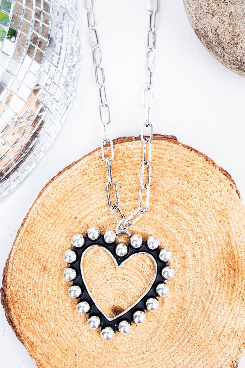 TIPI Larissa Heart Silvertone Studded Necklace - Wholesale Accessory Market