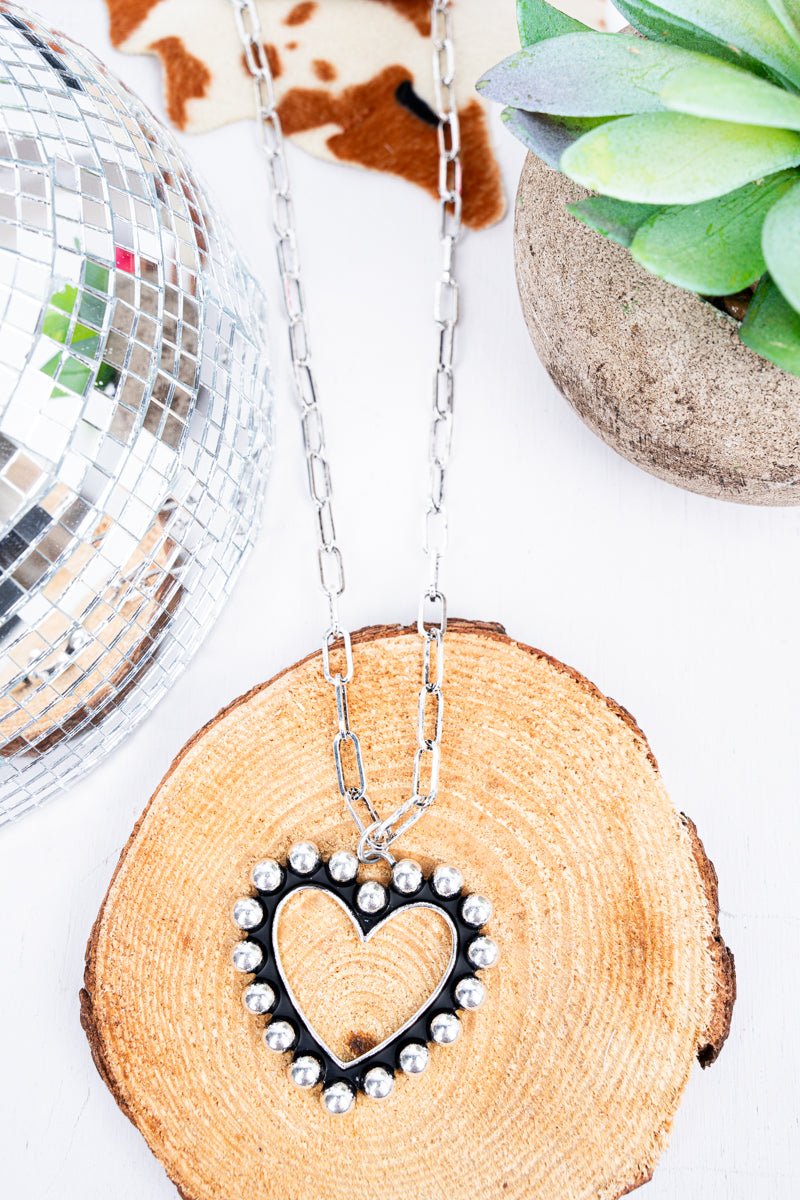 TIPI Larissa Heart Silvertone Studded Necklace - Wholesale Accessory Market