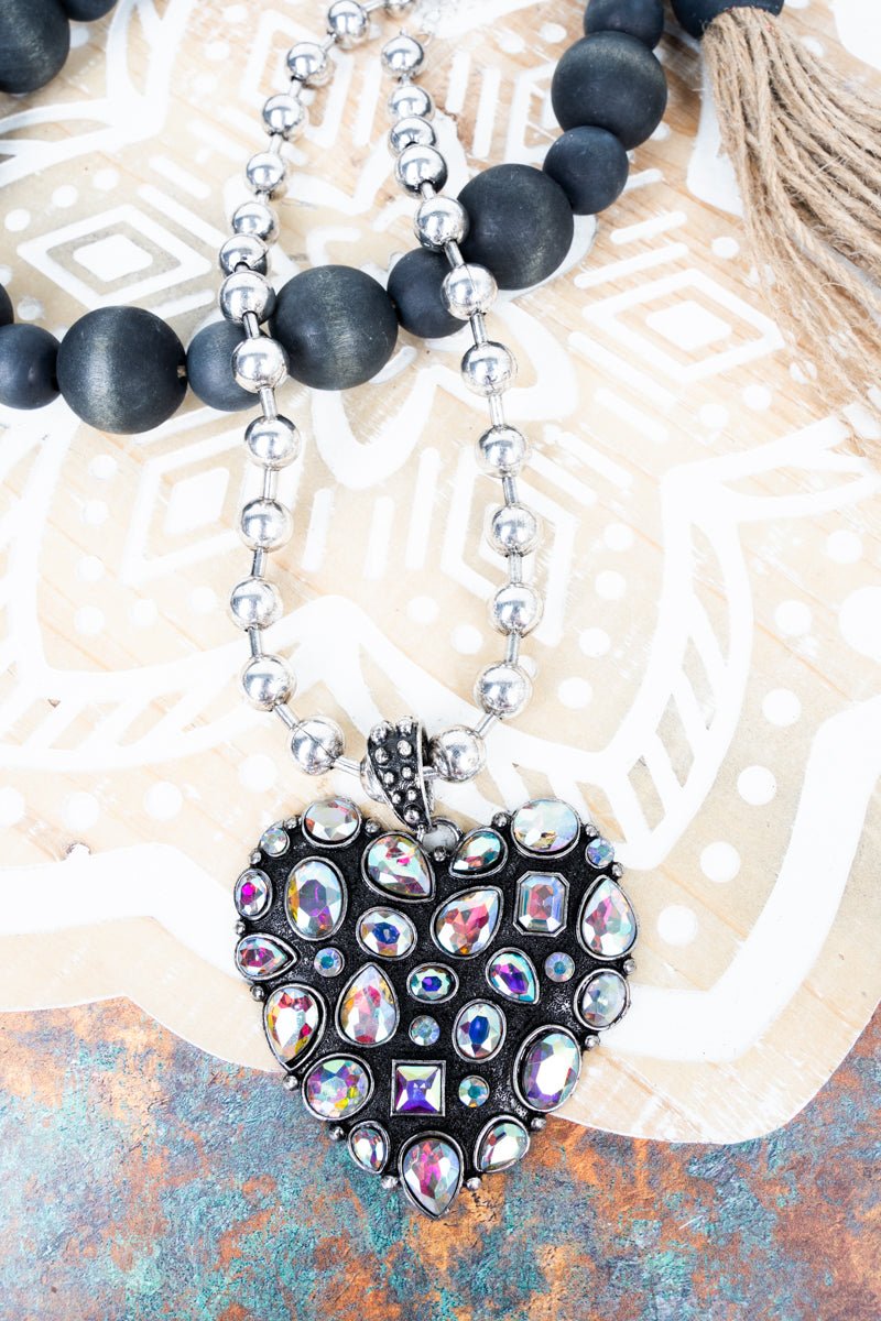 TIPI Luminous Love Iridescent Crystal Silvertone Necklace - Wholesale Accessory Market