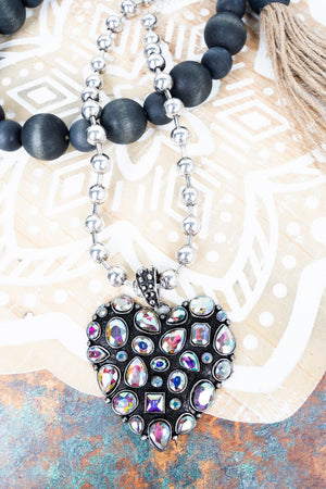 TIPI Luminous Love Iridescent Crystal Silvertone Necklace - Wholesale Accessory Market