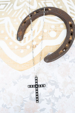 TIPI Silvertone Studded Carmen Cross Necklace - Wholesale Accessory Market