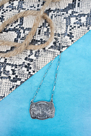 TIPI Branded Buckle 'P' Silvertone Necklace - Wholesale Accessory Market