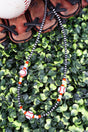 TIPI Orange & White Baseball Silver Pearl Necklace - Wholesale Accessory Market