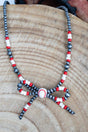 TIPI Red & White Baseball Bow Necklace - Wholesale Accessory Market