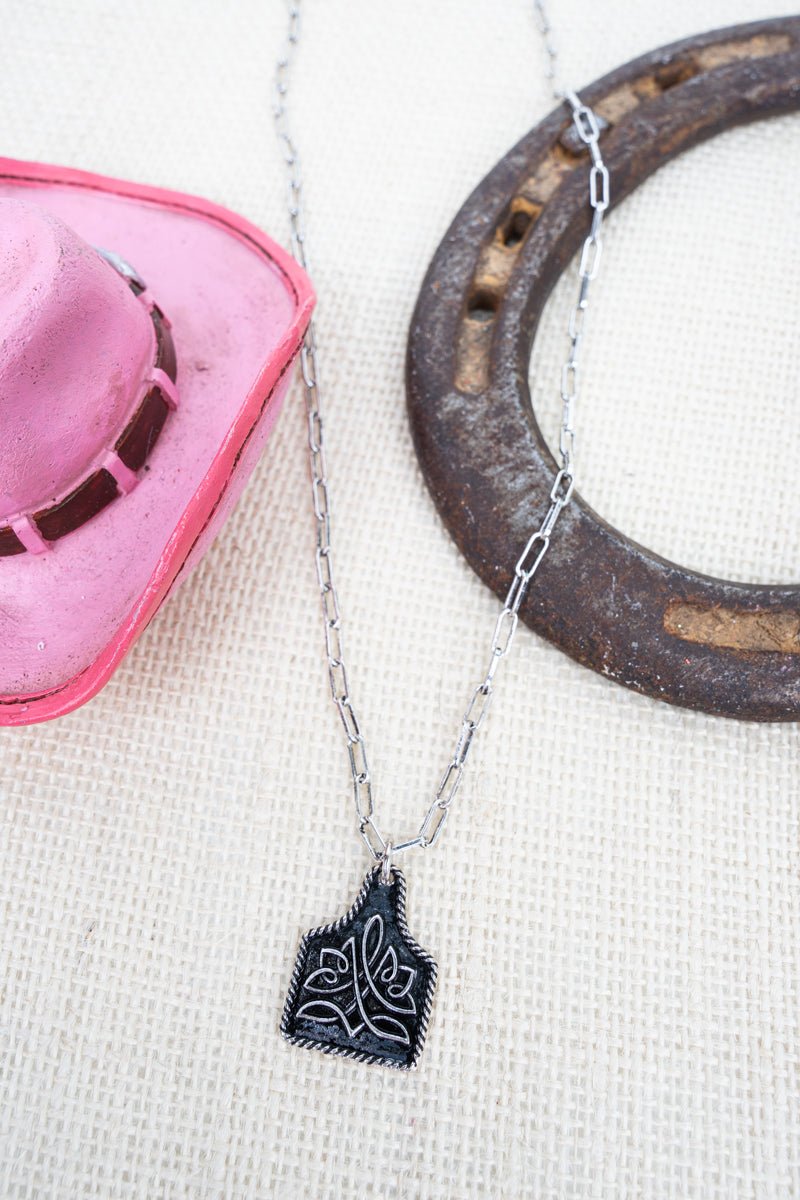 TIPI Tucson Threads Silvertone Cattle Tag Silvertone Necklace - Wholesale Accessory Market