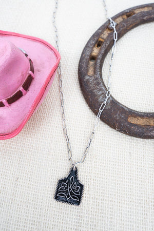 TIPI Tucson Threads Silvertone Cattle Tag Silvertone Necklace - Wholesale Accessory Market