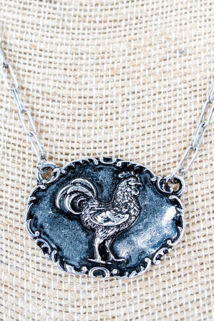 TIPI Barnyard Belle Rooster Silvertone Necklace - Wholesale Accessory Market